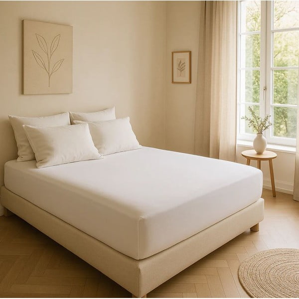 Бял еластичен чаршаф от памук Renforcé 200x140 cm Ranforce – Mila Home Luxury-image-4