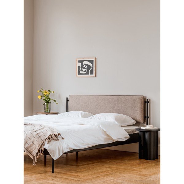 Черно стоманено двойно легло 160x200 cm тапицирано с включена подматрачна рамка Eton Basic – noo.ma-image-2