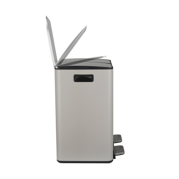 Кафяво-сиво стоманено кошче за боклук 2x20 l за рециклиране с педал   Aliya – Spirella-image-4