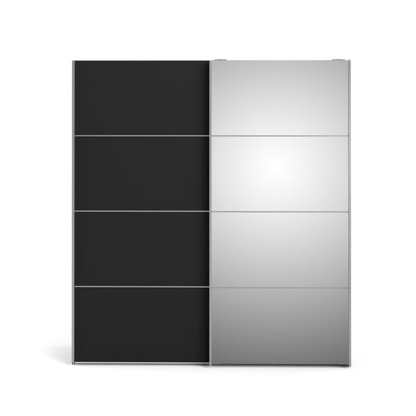 Черен гардероб с огледало и плъзгащи се врати 182x202 cm Verona - Tvilum