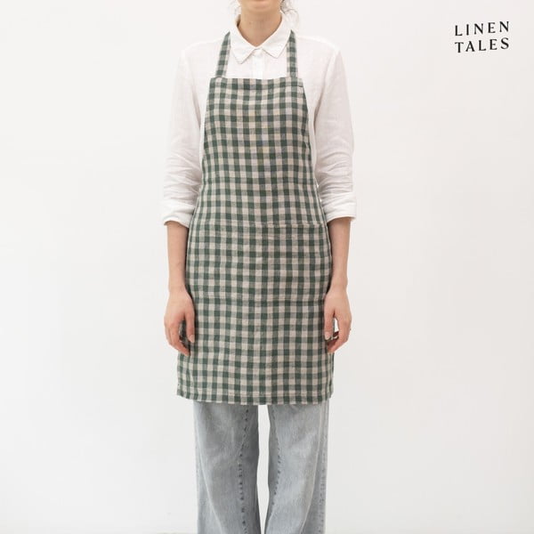 Ленена престилка Forest Green Gingham – Linen Tales