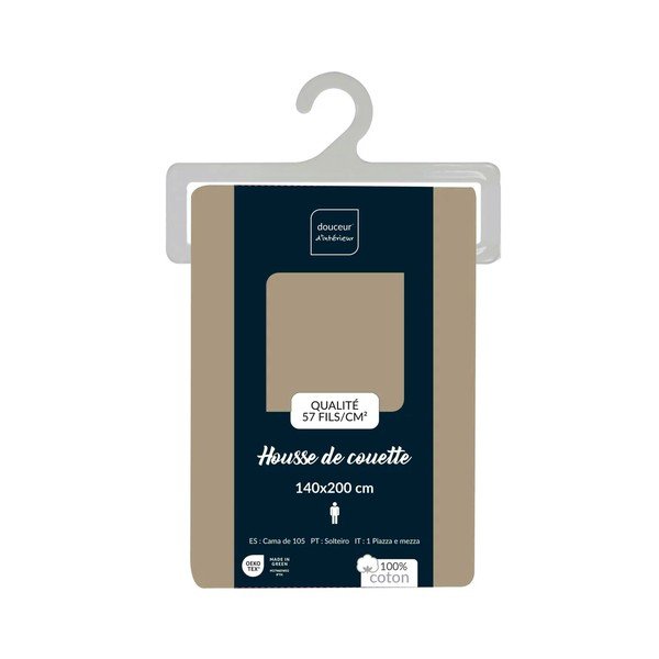 Светлокафяво единично  памучно включено спално бельо 140x200 cm Lina – douceur d'intérieur-image-2