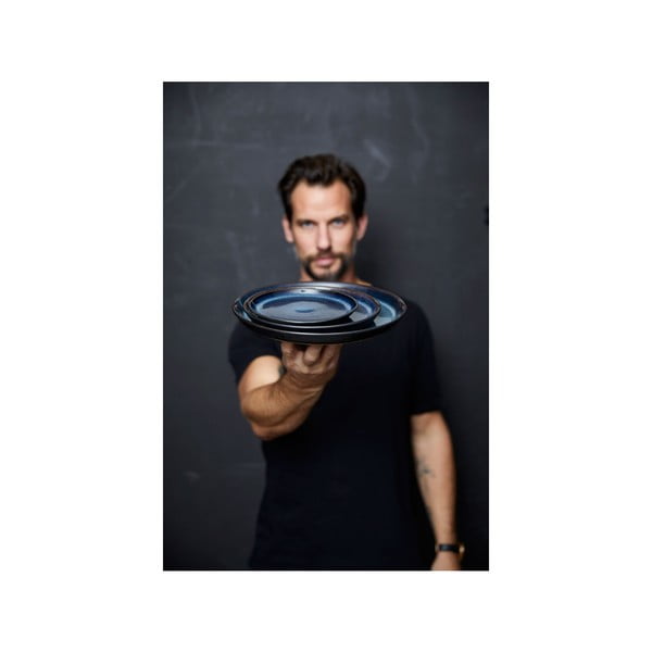 Черна/синя десертна глинена чиния ø 17 cm Gastro Dark Blue/Black – Bitz-image-4