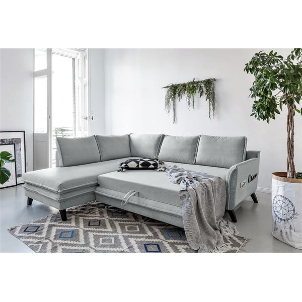 Светлосив ъглов разтегателен диван ляв ъгъл, Charming Charlie - Miuform-image-3