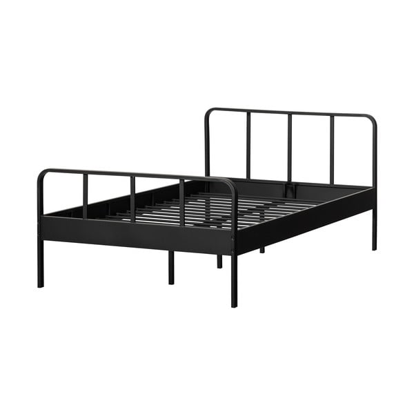 Черно метално единично легло с решетка 120x200 cm Mees - WOOOD