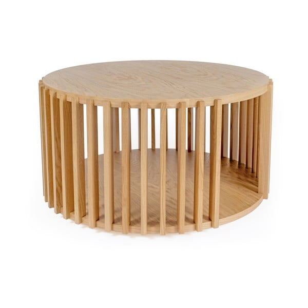 Дъбова маса за кафе , ø 83 cm Drum - Woodman-image-3