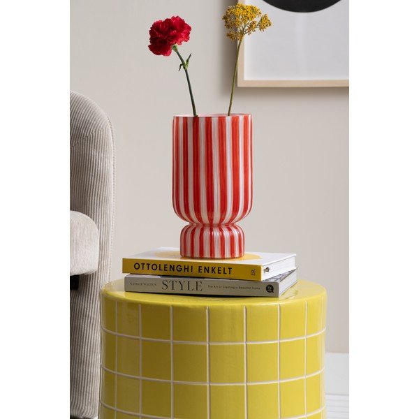 Червена стъклена ваза (височина 26 cm) Rayado Retro – PT LIVING-image-1