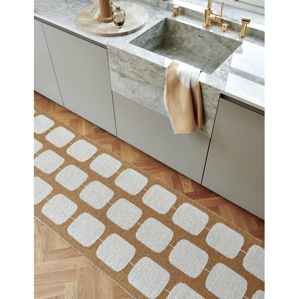 Пътека за открито и закрито в цвят жълта охра и крема 70x300 cm Sten Ochre – Pappelina-image-3