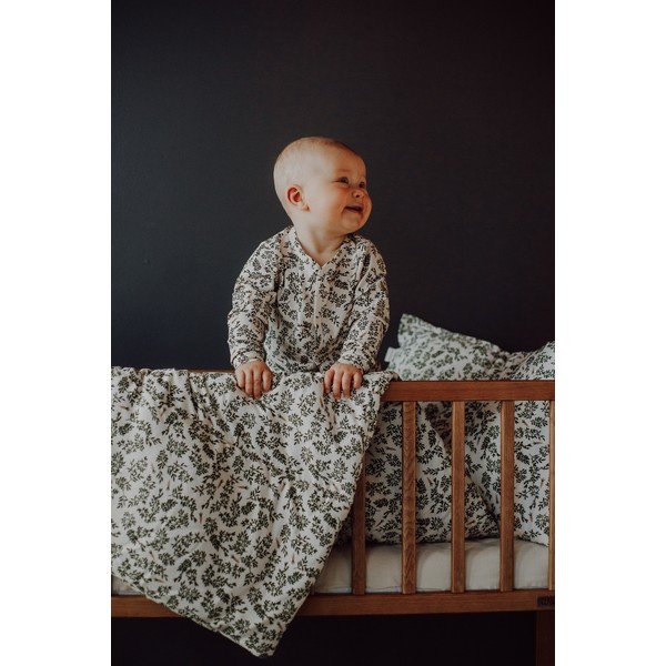 Комплект за детско легло в зелено и кремаво Green Floral - Malomi Kids-image-4