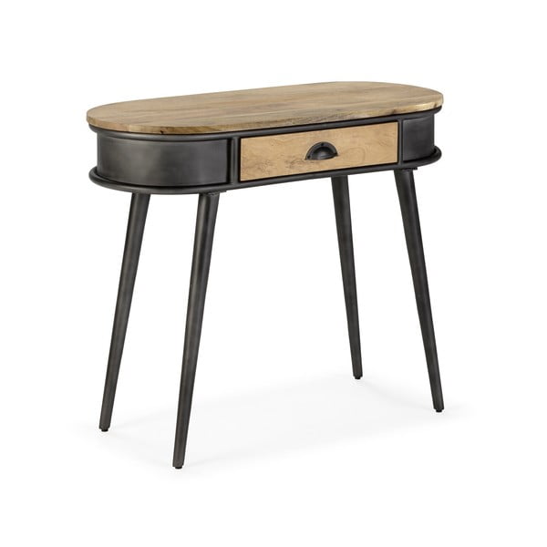 Черна/в естествен цвят конзолна маса 38x90 cm Delhi – MOME-image-1