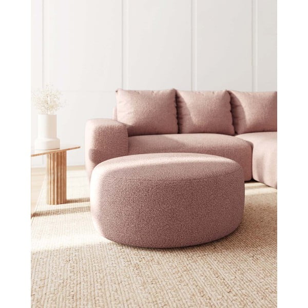 Светлорозова табуретка от плат букле Feiro - MESONICA-image-2