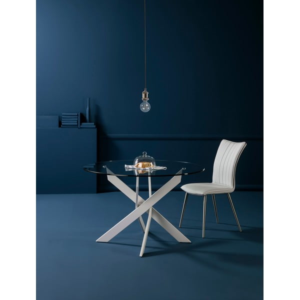 Кръгла маса за хранене със стъклен плот 120x120 cm Ruth - Marckeric-image-1