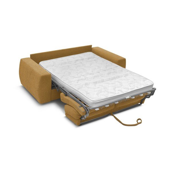 Шенилов диван за ежедневно спане/сгъваем в цвят горчица 220 cm Hugo – Bobochic Paris-image-4