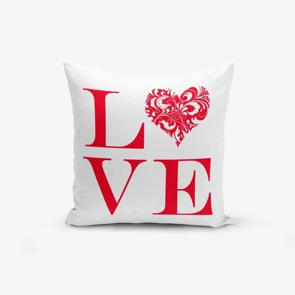 Калъфка за възглавница с памучна смес Love Red, 45 x 45 cm - Minimalist Cushion Covers