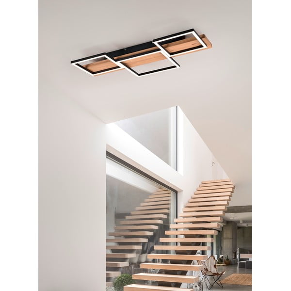Черно и естествено LED затъмняващо се осветително тяло за таван 34x65 cm Harper – Trio-image-1