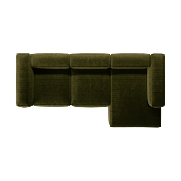 Зелен ъглов диван от рипсено кадифе (десен ъгъл) Bergamo – Cosmopolitan Design-image-3