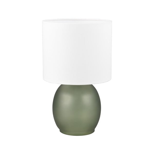 Бяло-зелена настолна лампа с текстилен абажур (височина 29 cm) Vela - Trio
