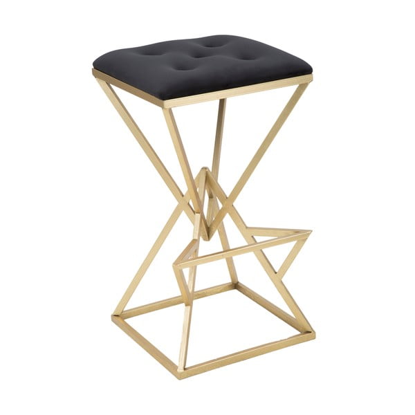 Черен/в златист цвят тапициран бар стол (височина на седалката 75 cm) Piramid – Mauro Ferretti-image-2