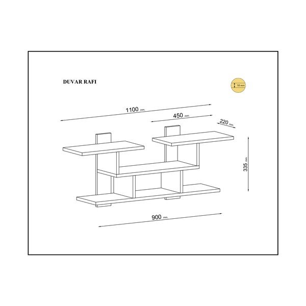 Бял двуетажен рафт в боров декор Mint - Gauge Concept-image-2