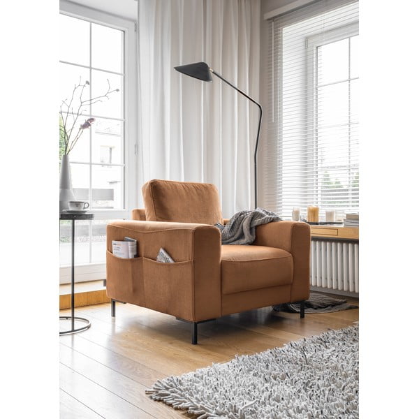 Оранжево/кафяво кресло от рипсено кадифе Lofty Lilly – Miuform-image-2
