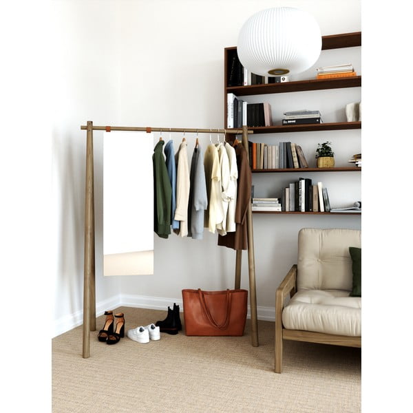 Кафяв дървен шкаф за дрехи от бор Hongi - Karup Design-image-1