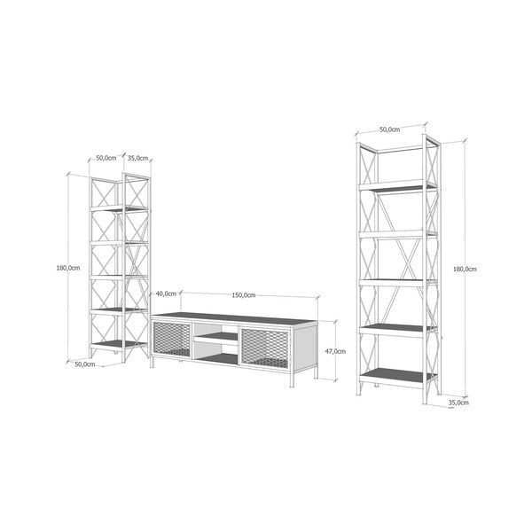 Антрацитен/натурален шкаф за телевизор  150x47 cm Maxim - Kalune Design-image-4