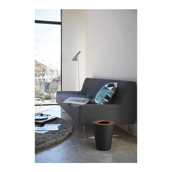 Черна кошница за отпадъци Round Rin - YAMAZAKI-image-1