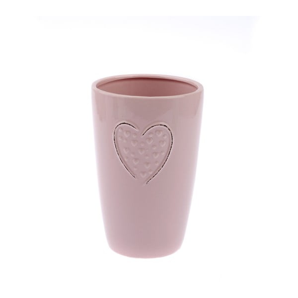 Розова керамична ваза Hearts Dots, височина 18,3 cm - Dakls