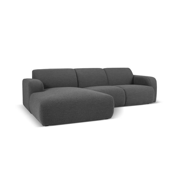 Тъмносив ъглов диван от плат букле (ляв ъгъл) Molino - Micadoni Home-image-2