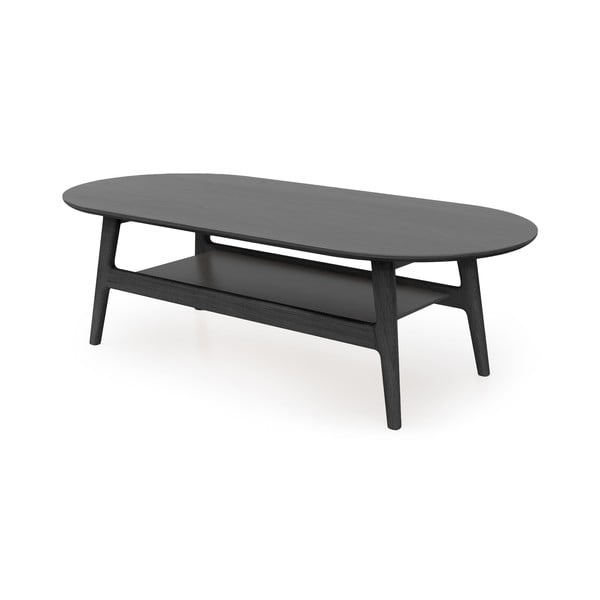 Черна масичка за кафе от дъб  60x130 cm Curved – Woodman-image-2