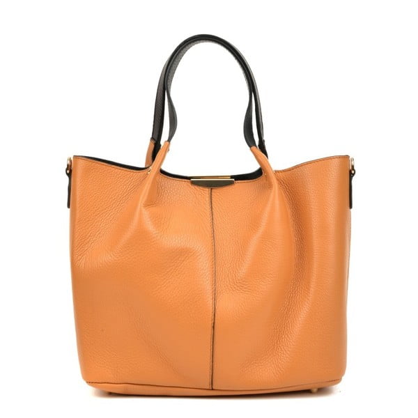 Кафява кожена чанта в цвят коняк Missma - Carla Ferreri
