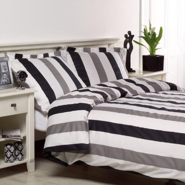 Спално бельо за единично легло от памучен сатен Scott Black, 140 x 200 cm - Ekkelboom