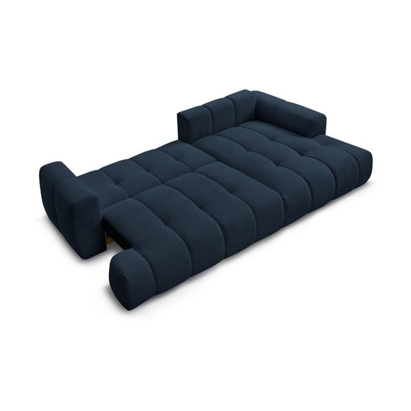 Тъмносин сгъваем/с място за съхранение ъглов диван (десен ъгъл) Fuji – Bobochic Paris-image-4