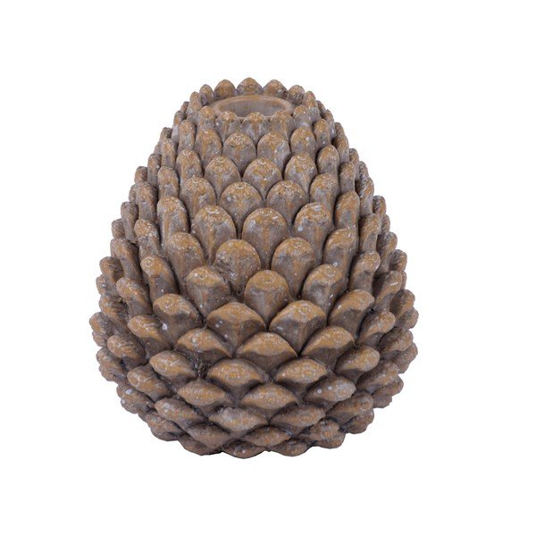 Кафяв свещник във формата на борова шишарка, височина 12 cm - Ego Dekor-image-1