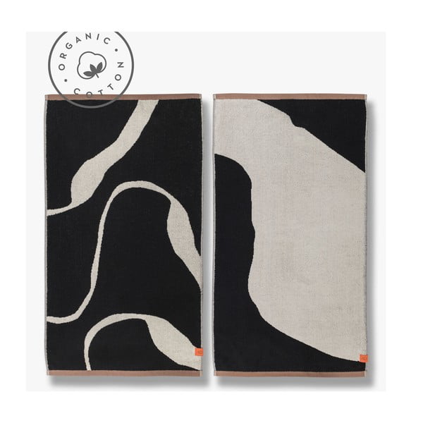 Черно-бели кърпи в комплект от 2 бр. от органичен памук 50x90 cm Nova Arte - Mette Ditmer Denmark