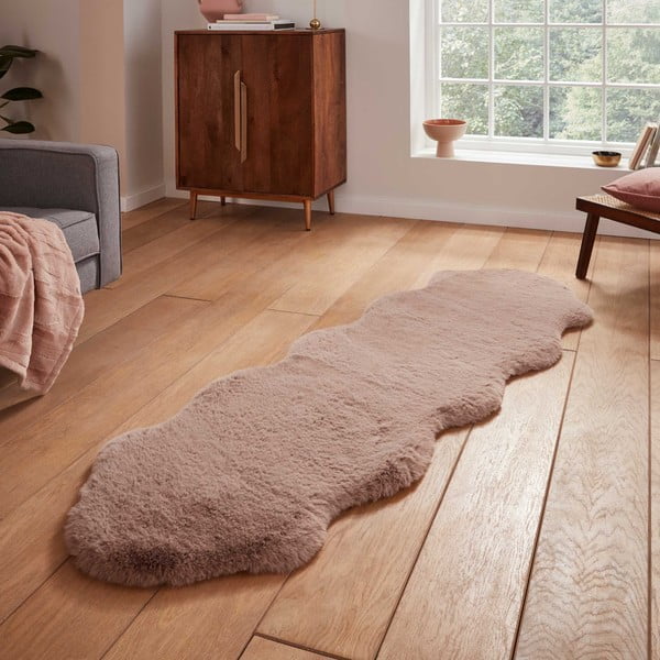 Светлокафява синтетична пътека 60x180 cm Super Teddy – Think Rugs-image-1