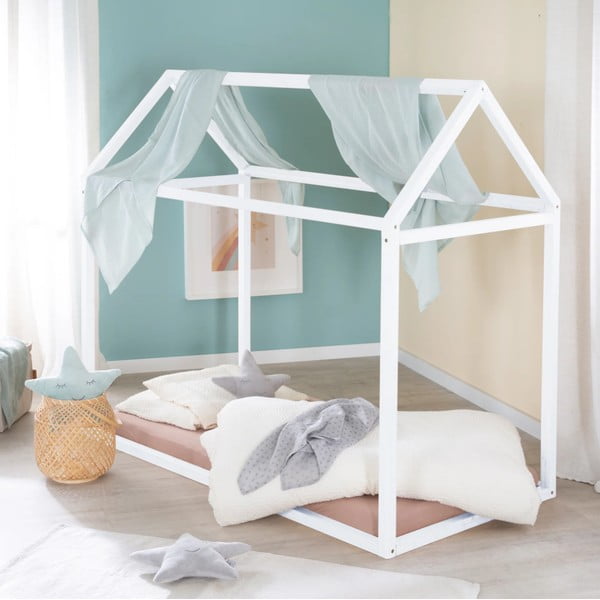 Бяло детско легло тип къща 70x140 cm Montessori – Roba-image-3