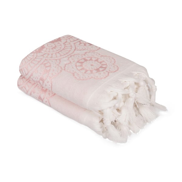 Комплект от 2 розови памучни кърпи Carmelo Lerro, 50 x 90 cm - Foutastic