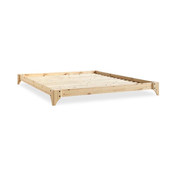 Dvoulůžková postel z borovicového dřeva s matrací Karup Design Elan Comfort Mat Natural Clear/Natural, 140 x 200 cm-image-3