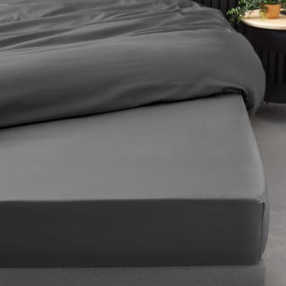 Антрацитен еластичен чаршаф от памук перкал 90x190 cm Percaline – douceur d'intérieur