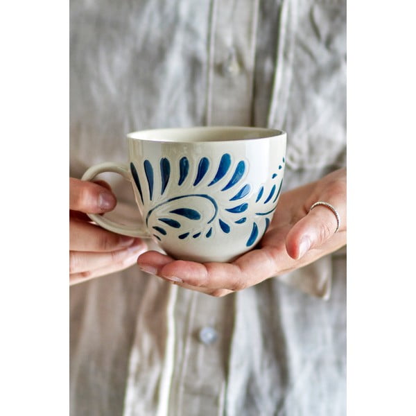 Глинена чаша в бяло и синьо 240 ml Heikki – Bloomingville-image-2