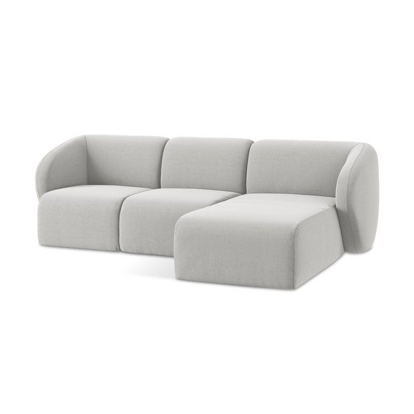 Светлосив кадифен ъглов диван (десен ъгъл) Lani – Makamii-image-4