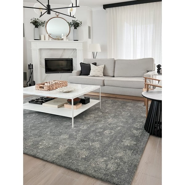 Сив вълнен килим 200x300 cm Calisia Vintage Flora – Agnella-image-3