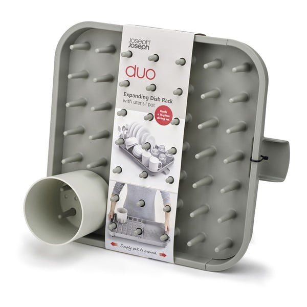 Сива регулируема пластмасова тавичка за оттичане 34x37 cm Duo – Joseph Joseph-image-4