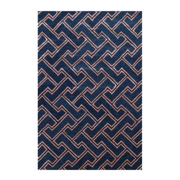 Ručně tuftovaný modrý koberec Bakero Stapples, 122 x 183 cm