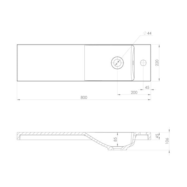 Бяла мивка от отлят мрамор 80x22 cm Agos – Sapho-image-4