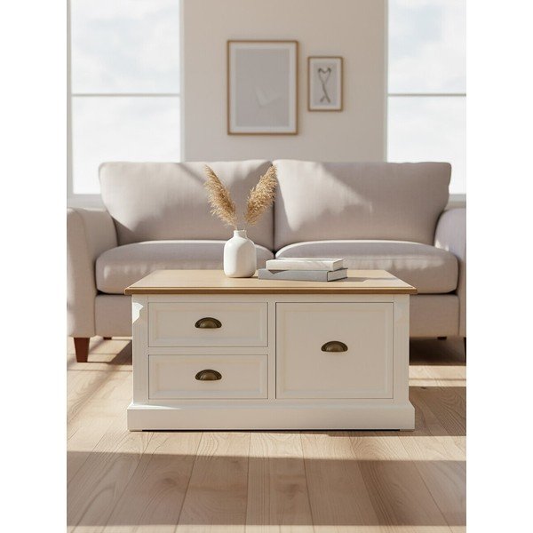 Бяла масичка за кафе от декор на ела 90x90 cm Hardwick – Premier Housewares-image-4