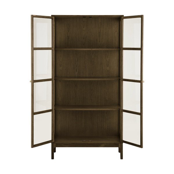 Тъмнокафява витрина от декор от дъб  90x180x40 cm Zamora – House Nordic-image-3