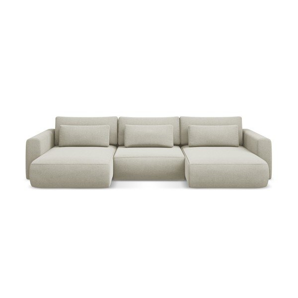 Бежов разтегателен ъглов диван с място за съхранение (U форма) Kapua – Makamii