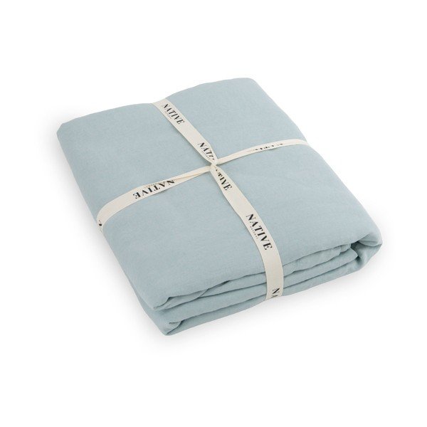 Светлосиньо двойно  ленено спално бельо 200x200 cm Aqua – Native Natural-image-3